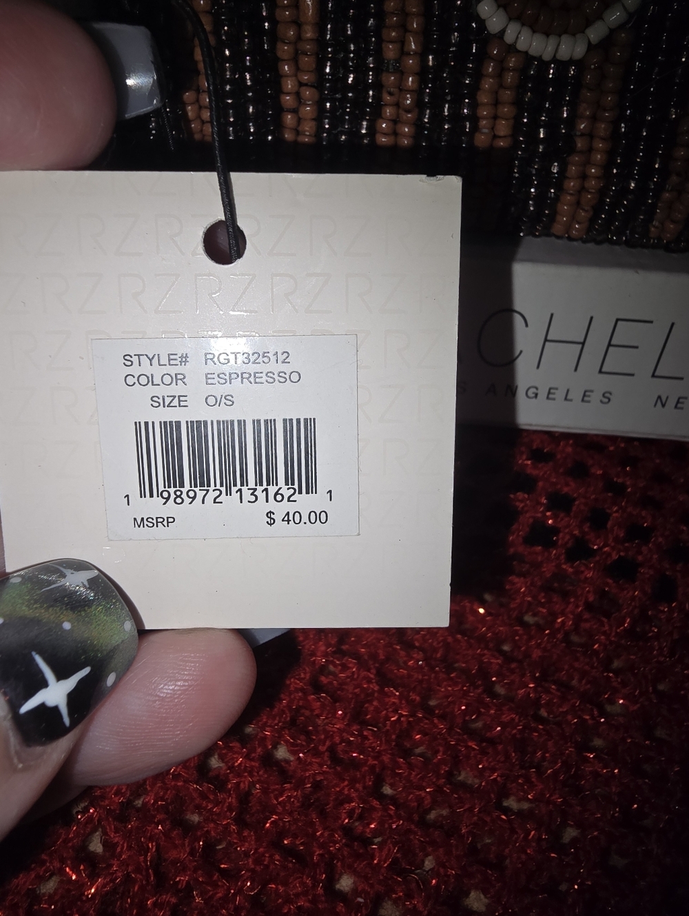 NWT Rachel Zoe Beaded Coin Pouch & Charm in Brown and Cream Martini - Picture 2 of 4